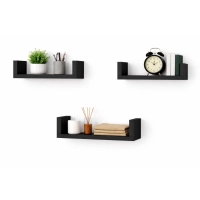 Półka Ścienna Wisząca 40 cm P1-40 Czarna Zestaw 3 szt do Salonu, Sypialni