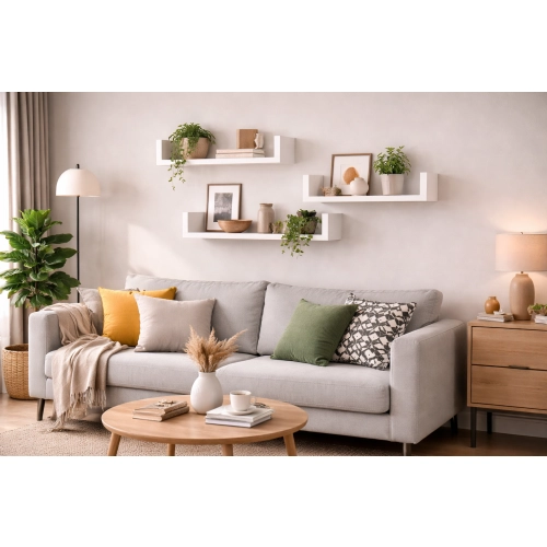 Półka Ścienna Wisząca 60 cm P1-60 Biała Zestaw 3 szt do Salonu, Sypialni