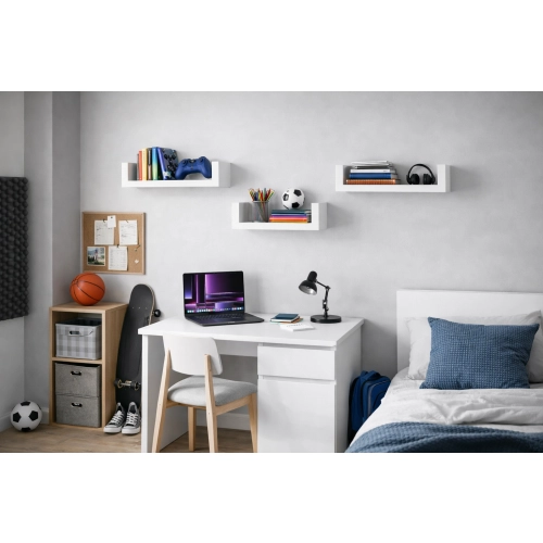 Półka Ścienna Wisząca 60 cm P1-60 Biała Zestaw 3 szt do Salonu, Sypialni