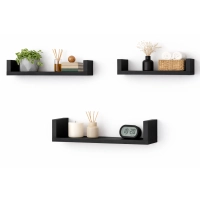 Półka Ścienna Wisząca 60 cm P1-60 CZarna Zestaw 3 szt do Salonu, Sypialni