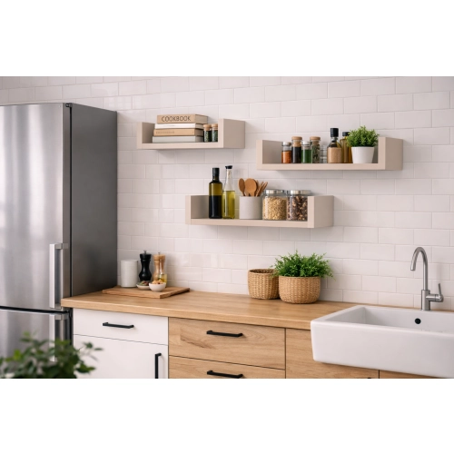 Półka Ścienna Wisząca 60 cm P1-60 Kaszmir Zestaw 3 szt do Salonu, Sypialni