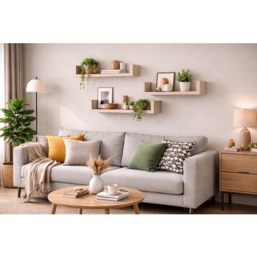 Półka Ścienna Wisząca 60 cm P1-60 Kaszmir Zestaw 3 szt do Salonu, Sypialni