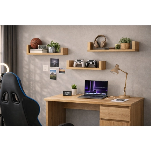 Półka Ścienna Wisząca 60 cm P1-60 Dąb Sonoma Zestaw 3 szt do Salonu, Sypialni