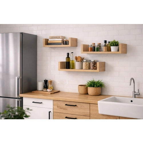 Półka Ścienna Wisząca 60 cm P1-60 Dąb Sonoma Zestaw 3 szt do Salonu, Sypialni