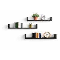 Półka Ścienna Wisząca 80 cm P1-80 Czarny Zestaw 3 szt do Salonu, Sypialni