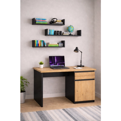 Półka Ścienna Wisząca 80 cm P1-80 Czarny Zestaw 3 szt do Salonu, Sypialni