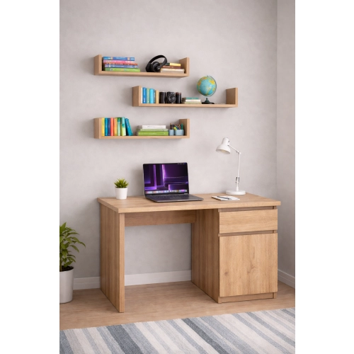 Półka Ścienna Wisząca 80 cm P1-80 Dąb Sonoma Zestaw 3 szt do Salonu, Sypialni