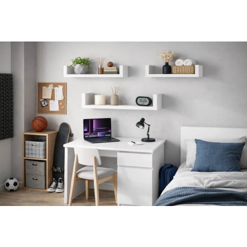 Półka Ścienna Wisząca 80 cm P1-80 Biały Zestaw 3 szt do Salonu, Sypialni