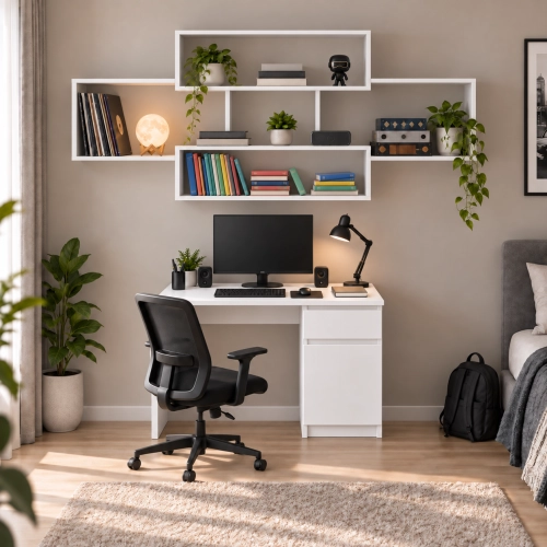 Półka Ścienna Wisząca Biała Duża P2 170 x 80 cm Regał na Książki do Salonu