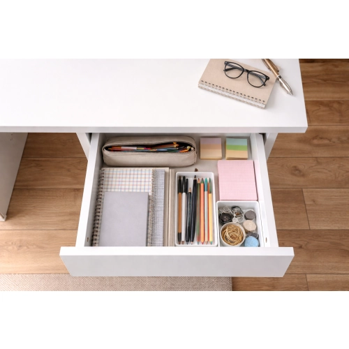 Biurko Dąb Wotan/Czarny B2-S Komputerowe Młodzieżowe z Szufladą Półka Cichy Domyk