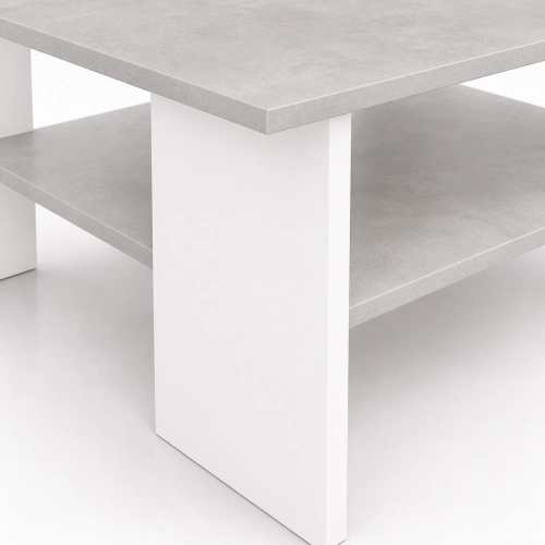Stolik Kawowy Kwadratowy ST1 Beton/Biały 60x60 cm Ława do Salonu