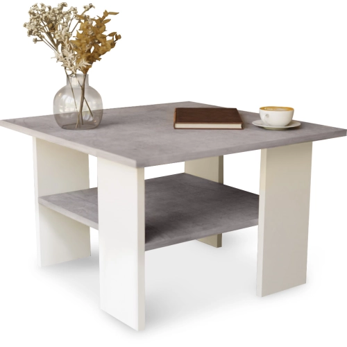 Stolik kawowy kwadratowy ST1 beton/biały 60x60 cm