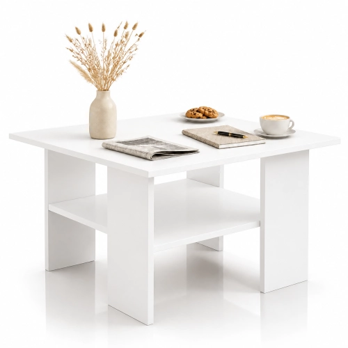 Stolik Kawowy Kwadratowy ST1 Biały 60x60 cm Ława do Salonu