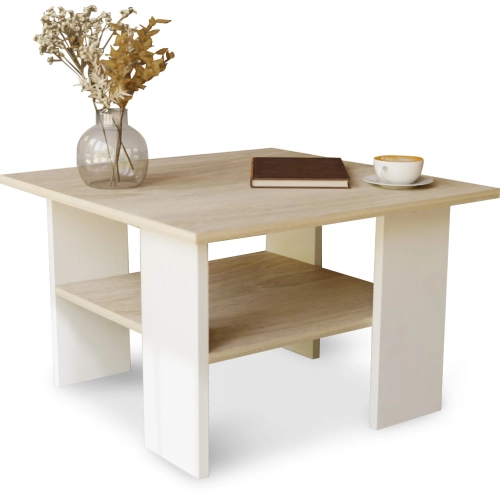 Stolik kawowy kwadratowy ST1 dąb sonoma/biały 60x60 cm