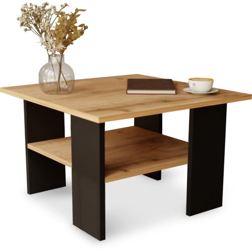 Stolik kawowy kwadratowy ST1 dąb Wotan/czarny 60x60 cm