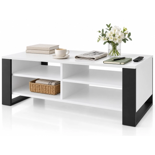 Stolik Kawowy ST12 BIA Ława do Salonu Biały Czarny Loft