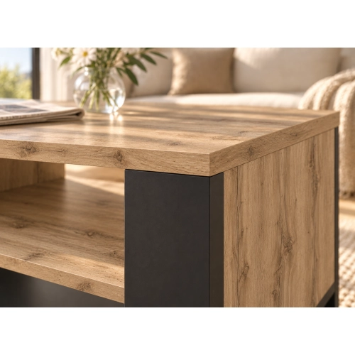 Stolik Kawowy ST12 DC Ława do Salonu Dąb Wotan Czarny Loft