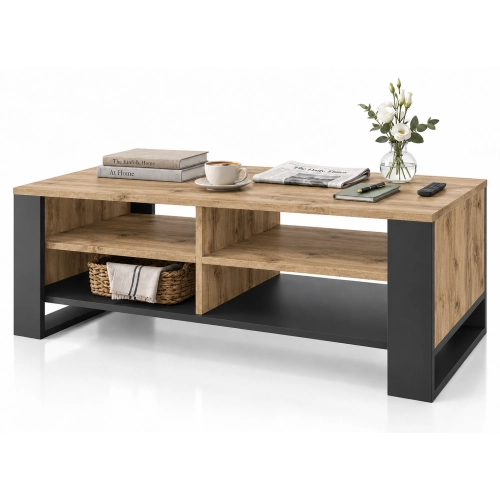 Stolik Kawowy ST12 DC Ława do Salonu Dąb Wotan Czarny Loft