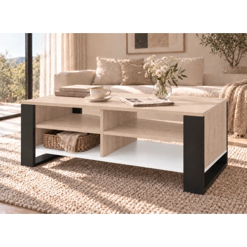 Stolik Kawowy ST12 SON Ława do Salonu Dąb Sonoma Czarny Loft