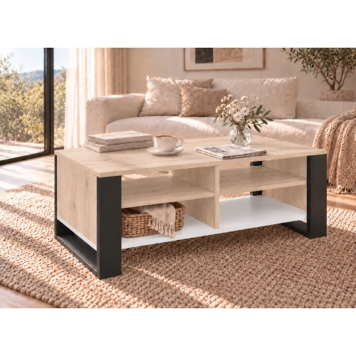 Stolik Kawowy ST12 SON Ława do Salonu Dąb Sonoma Czarny Loft