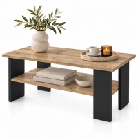 Stolik Kawowy Dąb Wotan - Czarny ST2 Ława z Półką Nowoczesna Loft 90 x 50 cm do Salonu