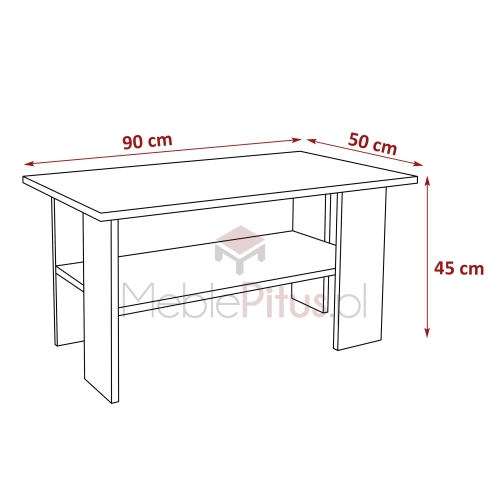 Stolik Kawowy Dąb Sonoma ST2 Ława z Półką Nowoczesna Loft 90 x 50 cm do Salonu