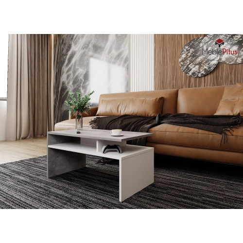 Stolik kawowy ST4 Trebia beton biały ława do salonu