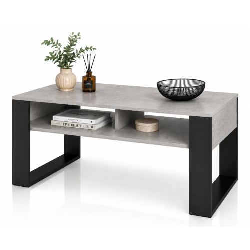 Stolik Kawowy ST7 Beton Czarny Ława Loft Retro 90 x 50 cm do salonu