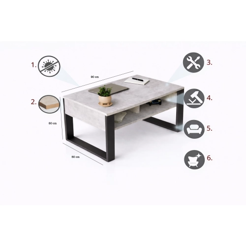 Stolik kawowy ST7 Beton Prostokątny Nowoczesny Loft