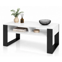 Stolik Kawowy ST7 Biały Czarny Ława Loft Retro 90 x 50 cm do salonu
