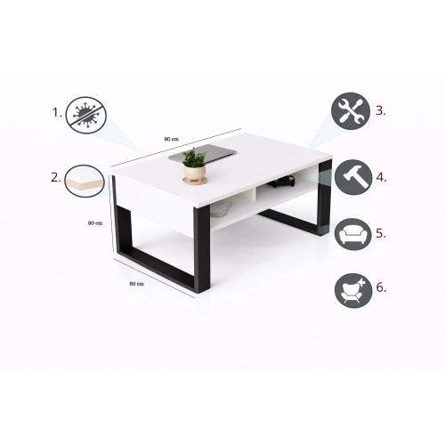 Stolik kawowy ST7 biały prostokątny nowoczesny loft