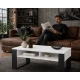 Stolik Kawowy ST7 Biały Czarny Ława Loft Retro 90 x 50 cm do salonu