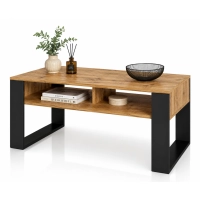 Stolik Kawowy ST7 Dąb Wotan Czarny Ława Loft Retro 90 x 50 cm do salonu