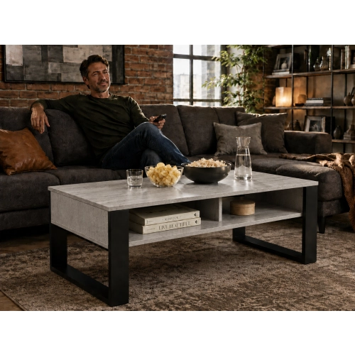 Stolik Kawowy ST7MAX BET Ława Duża 120cm do Salonu Beton Loft