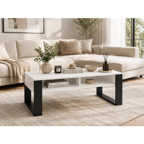 Stolik Kawowy ST7MAX BIA Ława Duża 120 cm do Salonu Biały Loft