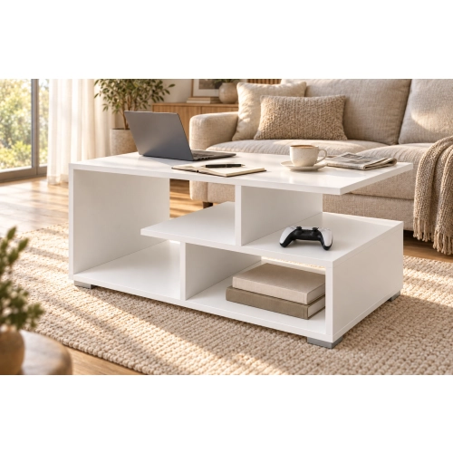 Stolik kawowy ST10 Biały Prostokątny 90 x 50 cm Ława do Salonu Loft