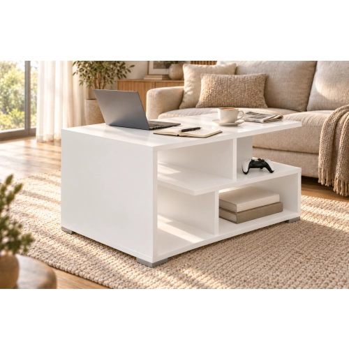Stolik kawowy ST10 Biały Prostokątny 90 x 50 cm Ława do Salonu Loft