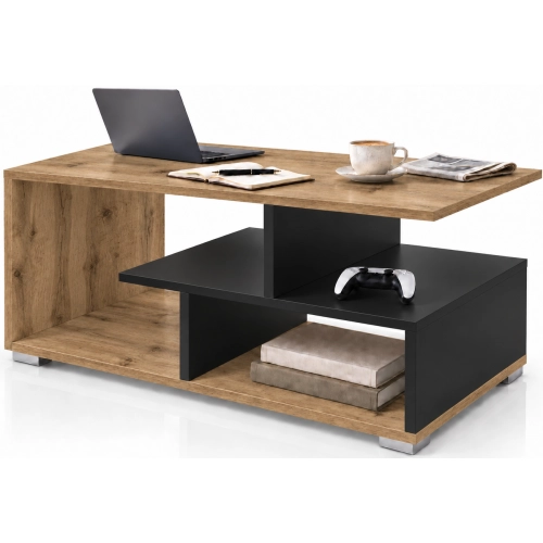 Stolik kawowy ST10 Dąb Wotan Czarny Prostokątny 90 x 50 cm Ława do Salonu Loft
