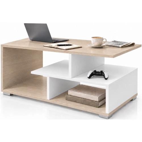 Stolik kawowy ST10 Dąb Sonoma Biały Prostokątny 90 x 50 cm Ława do Salonu Loft